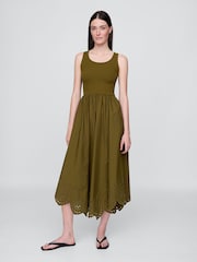 Gap Olive Green Mixed Handkerchief Hem Midi Dress - Image 1 of 5