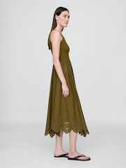 Gap Olive Green Mixed Handkerchief Hem Midi Dress - Image 3 of 5