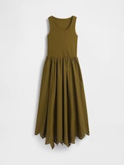 Gap Olive Green Mixed Handkerchief Hem Midi Dress - Image 5 of 5