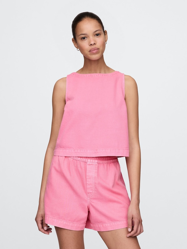 Gap Pink UltraSoft Denim Shell Vest Top - Image 1 of 4