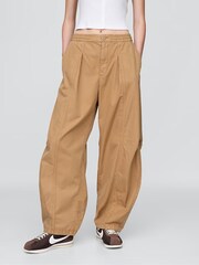 Gap Brown Mid Rise Twill Barrel Trousers - Image 1 of 13