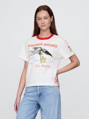 Gap White Rolling Stones Relaxed Graphic Band Tee - Image 1 of 4
