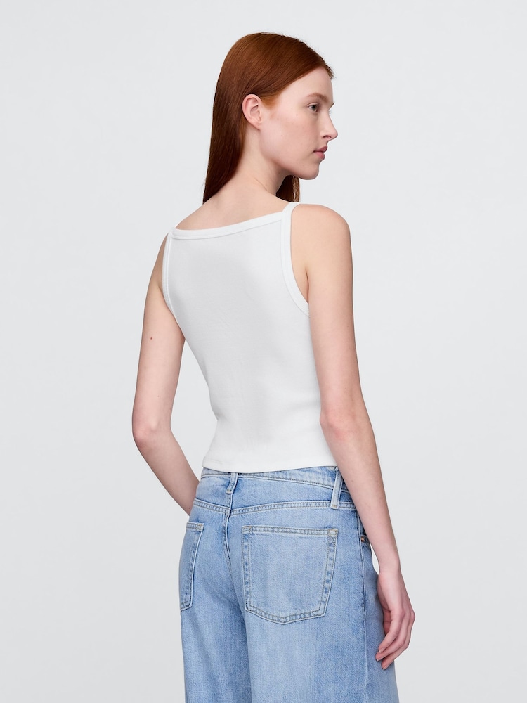 Gap White Modern Apron-Neck Crop Vest - Image 2 of 4