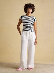أزرق مقلم - Joules Sophie Short Sleeve Ribbed Fitted T-Shirt - صورة 5 من 8