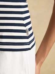 أزرق مقلم - Joules Sophie Short Sleeve Ribbed Fitted T-Shirt - صورة 7 من 8
