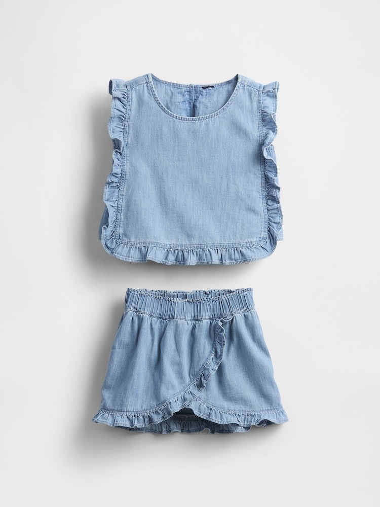 Gap Blue Denim Ruffle Skort Set (6mths-5yrs) - Image 2 of 3