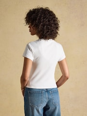 Joules White Into The Blue Fitted Graphic Cotton Rich T-Shirt - Image 5 of 11