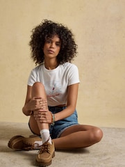 Joules White Into The Blue Fitted Graphic Cotton Rich T-Shirt - Image 6 of 11