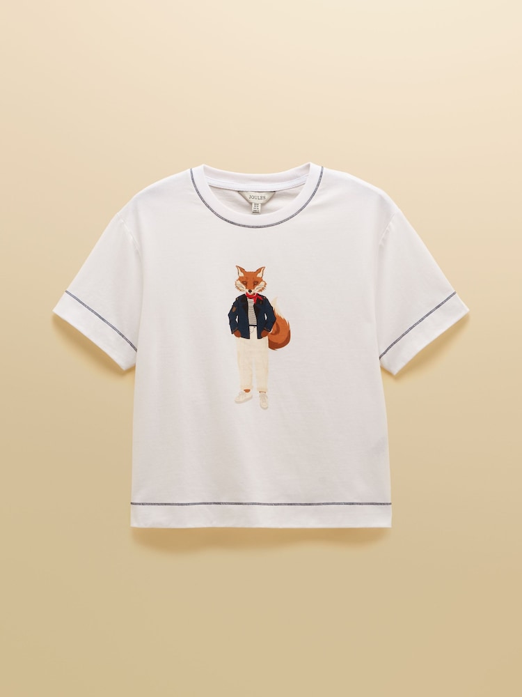 Joules Jonty Fox Graphic Short Sleeve 100% Cotton T-Shirt - Image 8 of 8