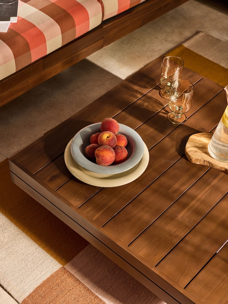 MADE.COM Orange and Brown Check Avarna Garden Wood Corner Lounge Set - Image 2 of 5 MADE.COM Orange and Brown Check Avarna Garden Wood Corner Lounge Set - Image 2 of 5