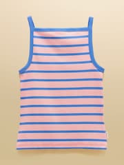 Joules Gia Pink Blue Square Neck Ribbed Vest - Image 7 of 7