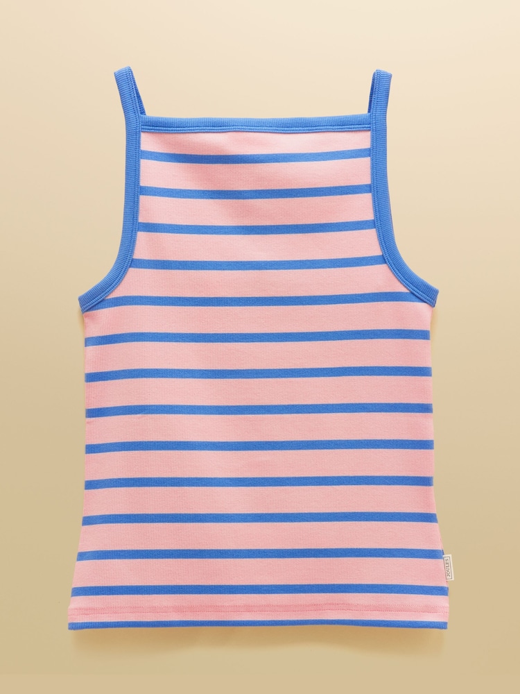 Joules Gia Pink Blue Square Neck Ribbed Vest - Image 7 of 7 Joules Gia Pink Blue Square Neck Ribbed Vest - Image 7 of 7