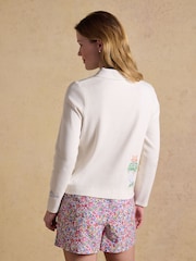 Joules Premium Ribbed Embroidered Cream Striped Jersey Cardigan - Image 2 of 11