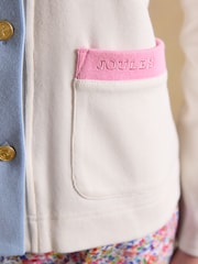 Joules Premium Ribbed Embroidered Cream Striped Jersey Cardigan - Image 5 of 11