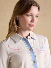 Joules Premium Ribbed Embroidered Cream Striped Jersey Cardigan - Image 6 of 11