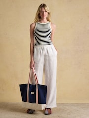 Joules Sofia Navy Stripe Ribbed Cotton Rich Jersey Vest - Image 5 of 8