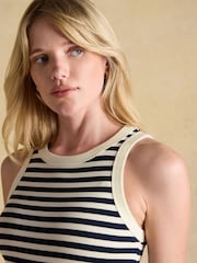 Joules Sofia Navy Stripe Ribbed Cotton Rich Jersey Vest - Image 6 of 8