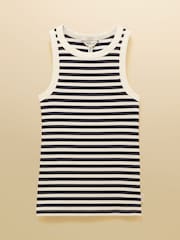 Joules Sofia Navy Stripe Ribbed Cotton Rich Jersey Vest - Image 8 of 8