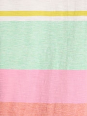 Joules Tallie Multi Stripe Combed Cotton Slub Collared Jersey Top - Image 8 of 9
