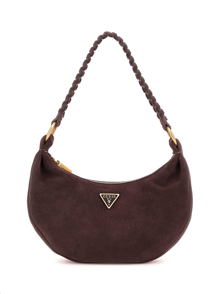 Guess Amita Suede Hobo Shoulder Brown Bag - Image 1 of 4