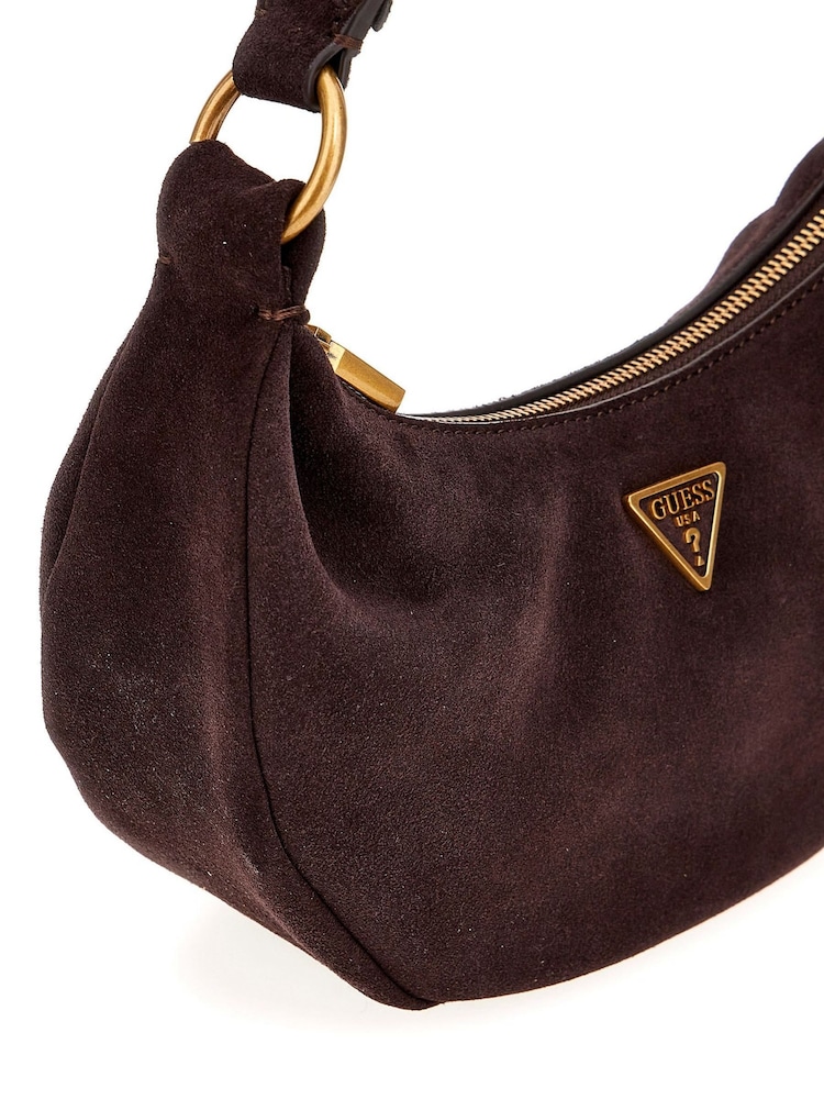 Guess Amita Suede Hobo Shoulder Brown Bag - Image 4 of 4