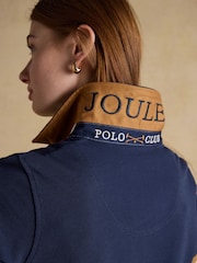 Joules Beaufort Navy & Brown Embroidered Short Sleeve Polo Shirt - Image 5 of 6