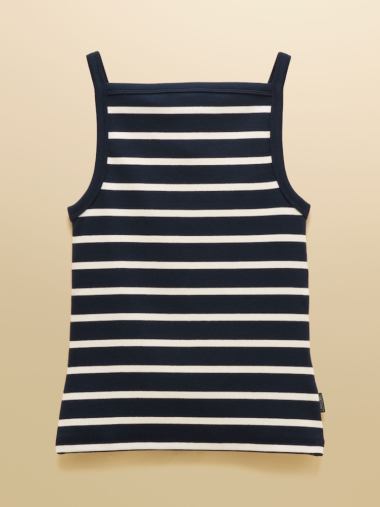 Joules Gia Navy & White Striped Square Neck Ribbed Vest - Image 7 of 7 Joules Gia Navy & White Striped Square Neck Ribbed Vest - Image 7 of 7