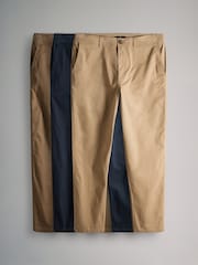 The Set Navy/Tan Brown/Green 3 Pack Slim Leg Chino Trousers - Image 1 of 6