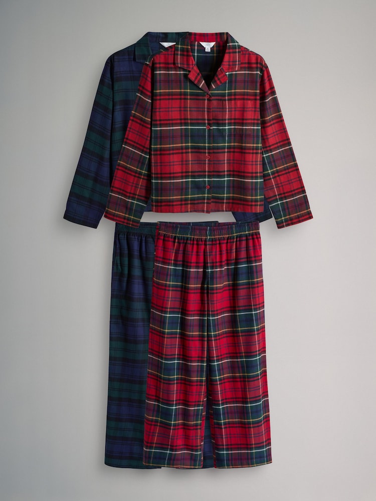 The Set Red/Green 2 Pack Traditional Woven Check Pyjamas - Image 1 of 8