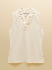 Joules Heidi Cream Sleeveless Frill Neck Jersey Top - Image 6 of 6