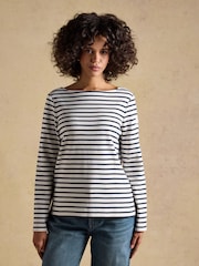 Joules Harbour Navy & Creme Stripe Boat Neck Breton Tops 2 Pack - Image 1 of 6