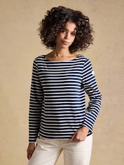 Joules Harbour Navy & Creme Stripe Boat Neck Breton Tops 2 Pack - Image 2 of 6