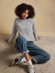 Joules Harbour Navy & Creme Stripe Boat Neck Breton Tops 2 Pack - Image 4 of 6