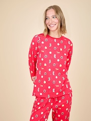 JoJo Maman Bébé Red Womens Jersey Pyjamas Set - Image 3 of 5