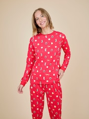 JoJo Maman Bébé Red Womens Jersey Pyjamas Set - Image 4 of 5
