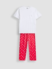 JoJo Maman Bébé Red Men's Christmas Jersey Pyjama Set - Image 1 of 5