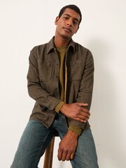 FatFace Brown Long Sleeve Herringbone Shirt - Image 1 of 6