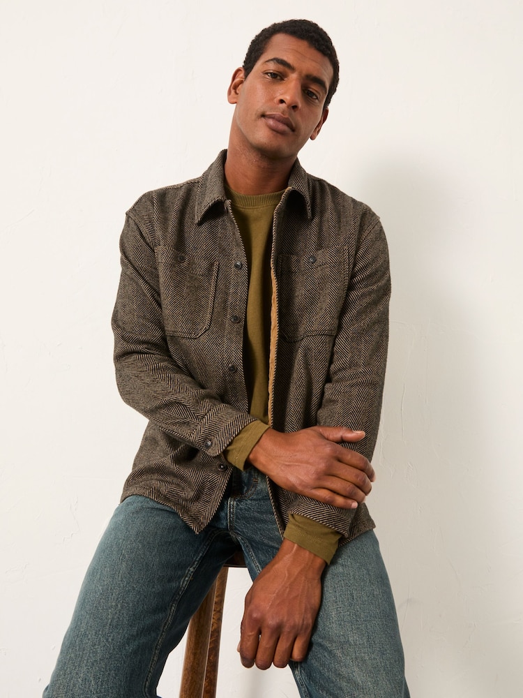 FatFace Brown Long Sleeve Herringbone Shirt - Image 1 of 6 FatFace Brown Long Sleeve Herringbone Shirt - Image 1 of 6