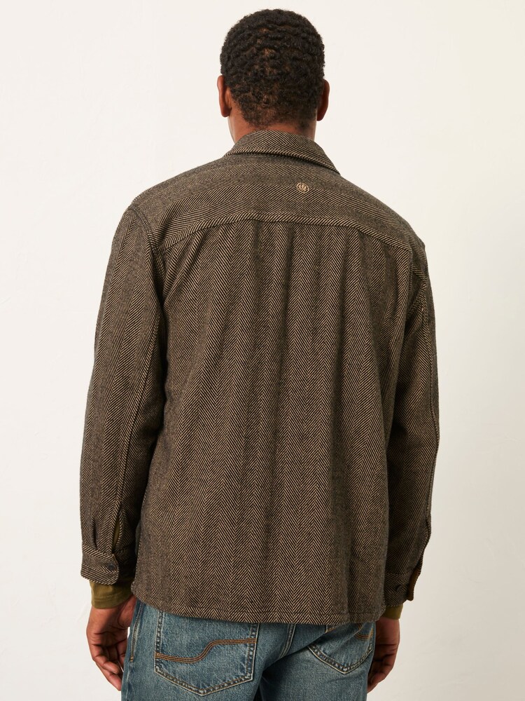 FatFace Brown Long Sleeve Herringbone Shirt - Image 2 of 6