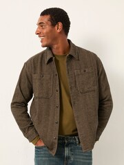 FatFace Brown Long Sleeve Herringbone Shirt - Image 4 of 6