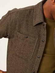 FatFace Brown Long Sleeve Herringbone Shirt - Image 5 of 6