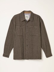FatFace Brown Long Sleeve Herringbone Shirt - Image 6 of 6
