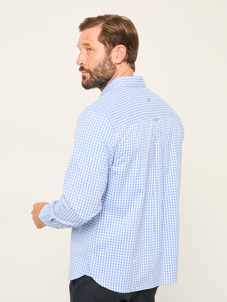 FatFace Blue Long Sleeve Gingham Check Shirt - Image 2 of 6 FatFace Blue Long Sleeve Gingham Check Shirt - Image 2 of 6