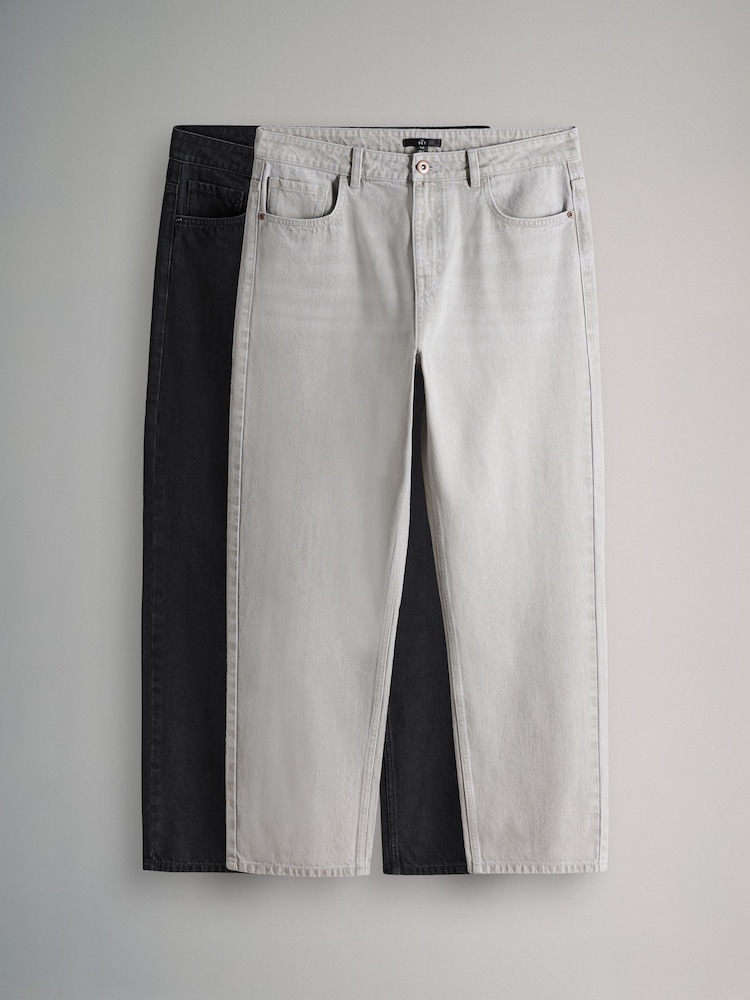 The Set 2 Pack Straight Leg Jeans Grey/Black - Image 1 of 5