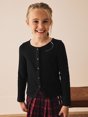 Black Long Sleeve Ribbed Cardigan (3-16yrs) - Image 1 of 8