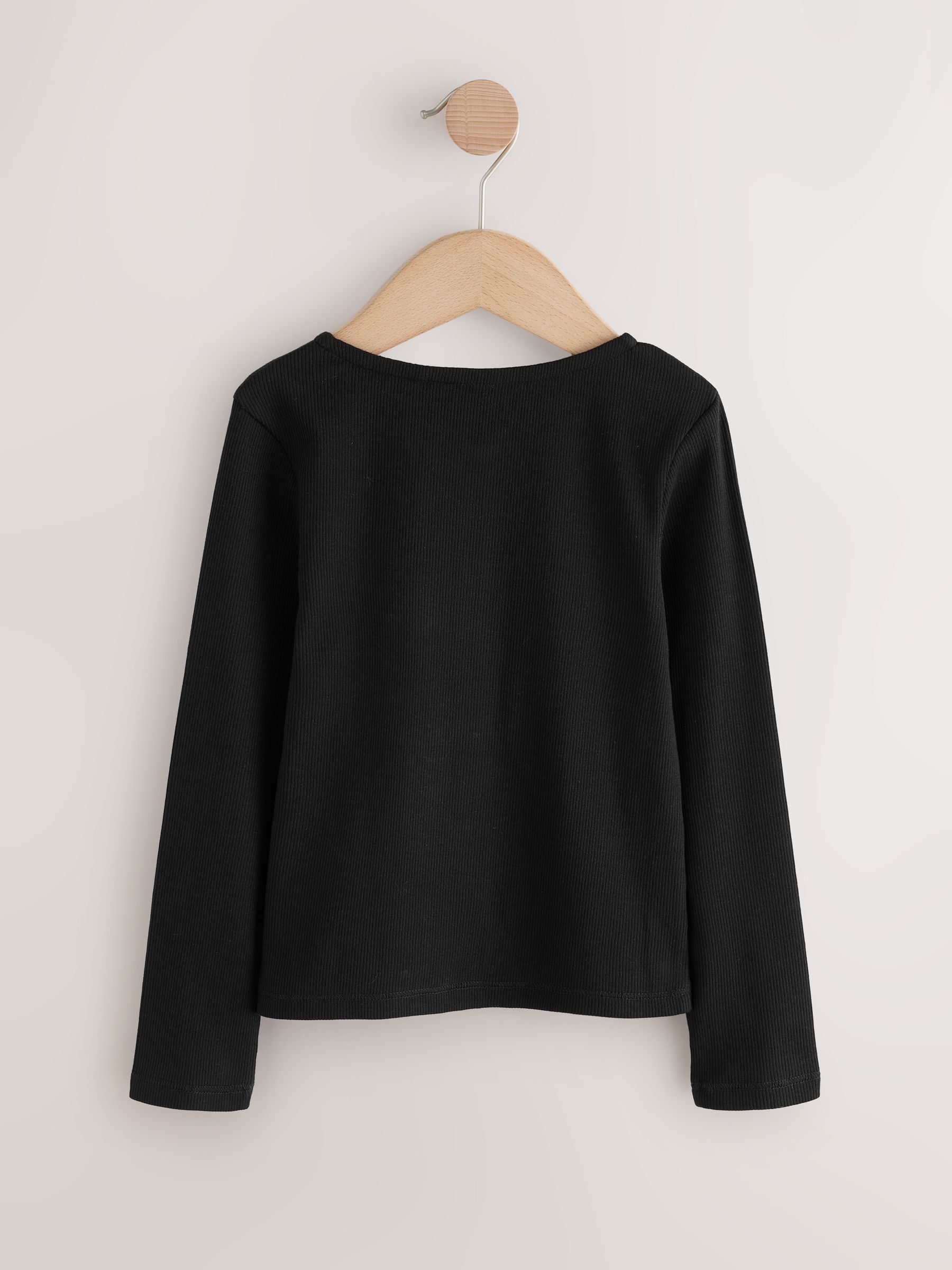 Buy Black Long Sleeve Ribbed Cardigan (3-16yrs) from Next USA
