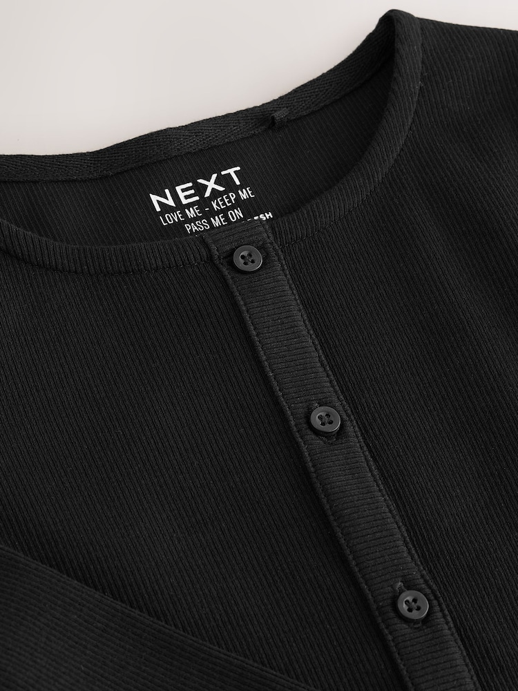 Black Long Sleeve Ribbed Cardigan (3-16yrs) - Image 8 of 8