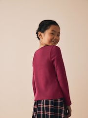 Burgundy Red Long Sleeve Ribbed Cardigan (3-16yrs) - Image 3 of 9