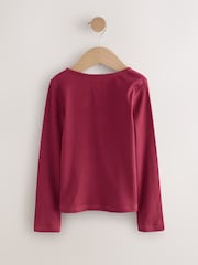 Burgundy Red Long Sleeve Ribbed Cardigan (3-16yrs) - Image 5 of 9