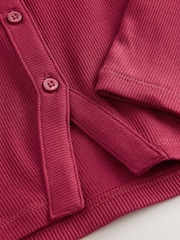 Burgundy Red Long Sleeve Ribbed Cardigan (3-16yrs) - Image 7 of 9